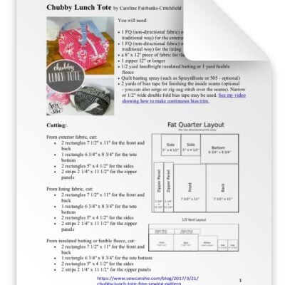 CHUBBY LUNCH TOTE SEWING PATTERN